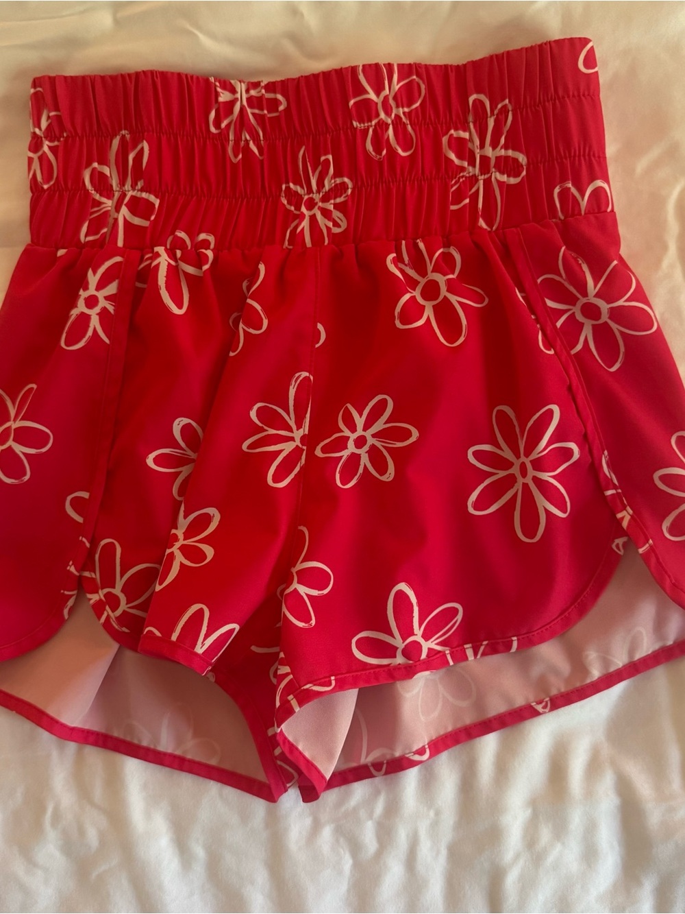 Pink Lily Hot Pink Daisy Print Athletic Shorts